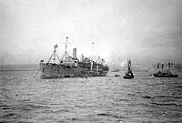 Photo # NH 53899:  USS George Washington anchored in Brest Harbor, France, December 1918